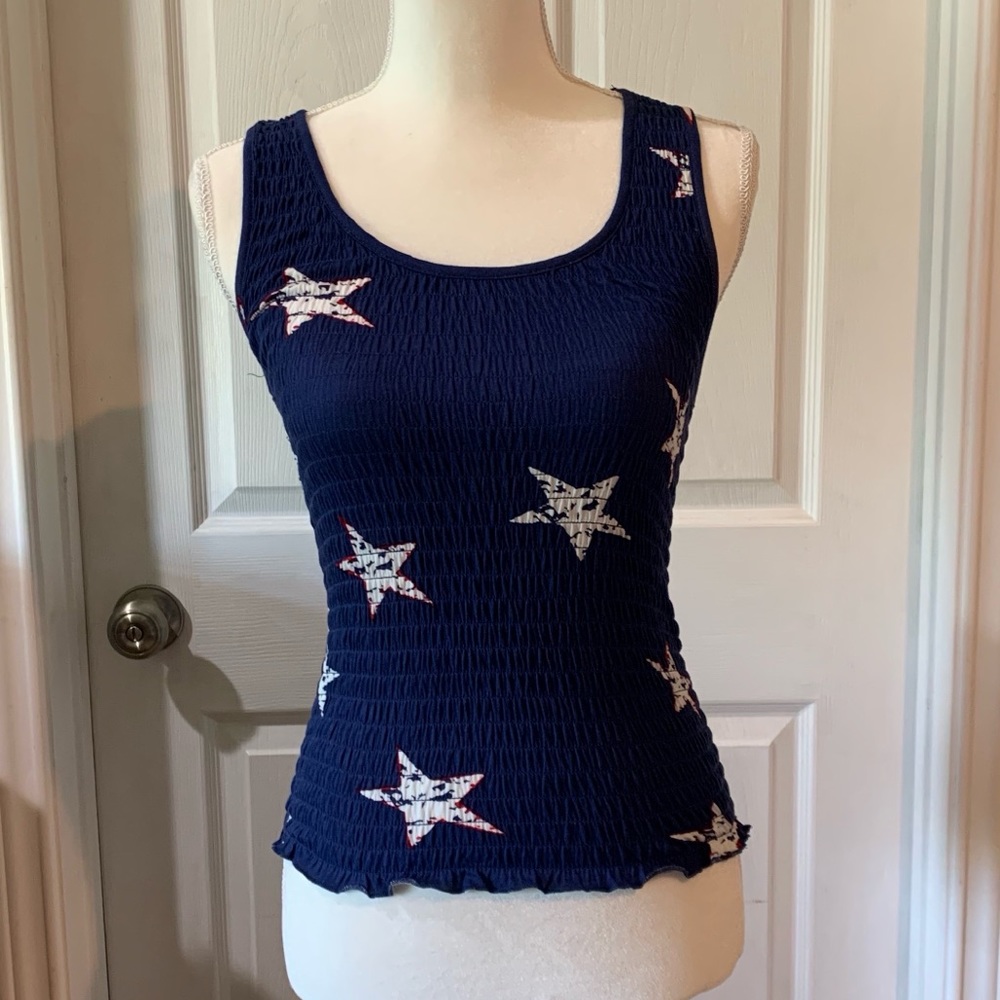 Women’s Navy Star Tank Top. Stretchy NWT Small